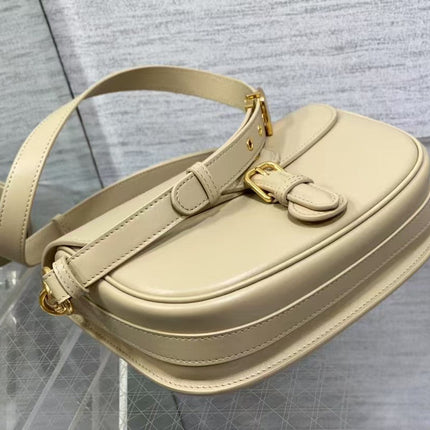 DIOR 26S MEDIUM SADDLE IN BEIGE CALFSKIN WITH GOLD-TONE HARDWARE