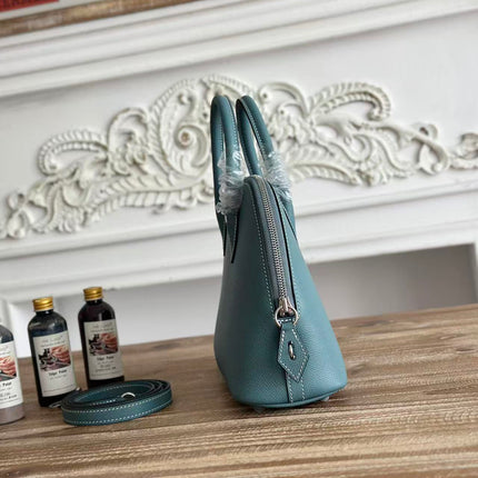 HM 26S BOLIDE HANDBAG 25 IN DENIM BLUE GRAINED CALFSKIN