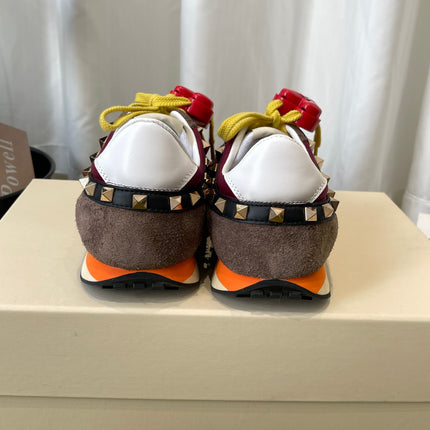 VALENTINO 26S SNEAKERS IN BURGUNDY AND BROWN SUEDE WITH BUTTERFLY EMBROIDERY