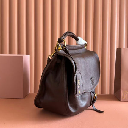 MIUMIU 26S RENDEZ VOUS BAG 33 IN DARK BROWN LAMBSKIN
