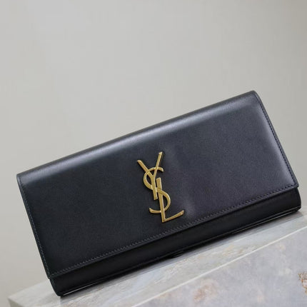 YSL 26S SAINT LAURENT KATE CLUTCH IN BLACK CALFSKIN