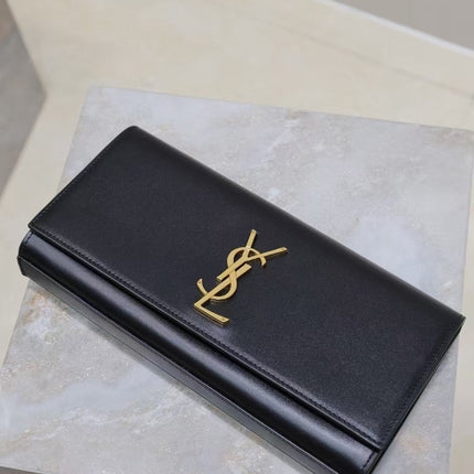 YSL 26S SAINT LAURENT KATE CLUTCH IN BLACK CALFSKIN