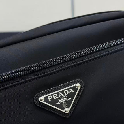 PRADA 26S RE-NYLON AND SAFFIANO LEATHER TRAVEL POUCH