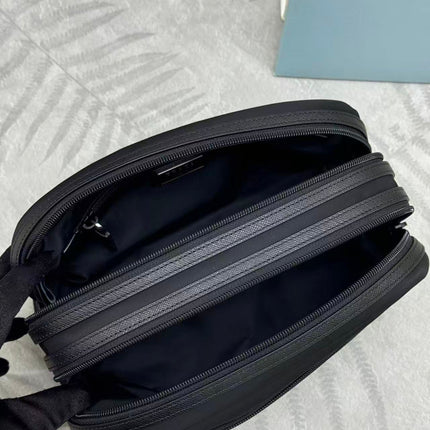 PRADA 26S RE-NYLON AND SAFFIANO LEATHER TRAVEL POUCH
