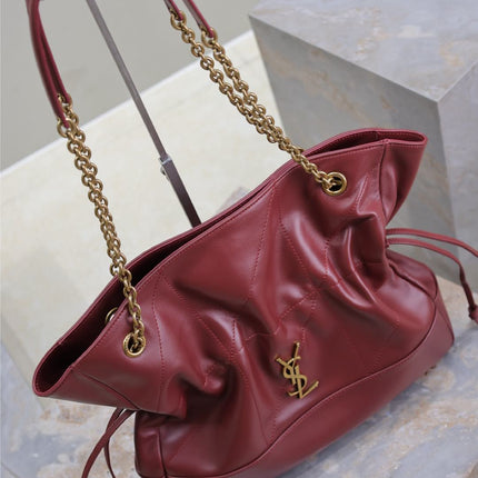 YSL JAMIE 35 IN BURGUNDY RED CALFSKIN GOLD HARDWARE