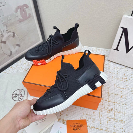 HM BOUNCING SNEAKERS IN BLACK & WHITE MESH MIX CALFSKIN