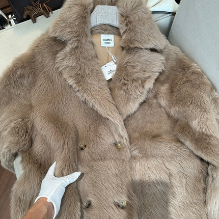 HERMES 26S SHEARLING COAT 812