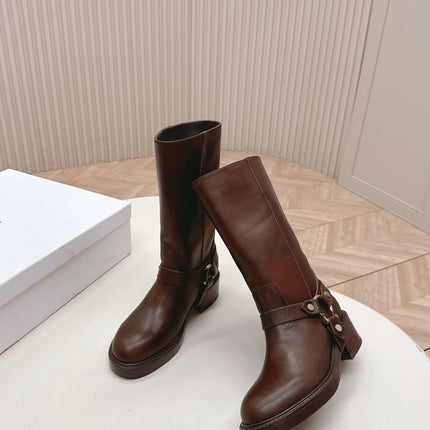 CHLOÉ 26S BOOTS 45 MM IN DARK BROWN CALFSKIN