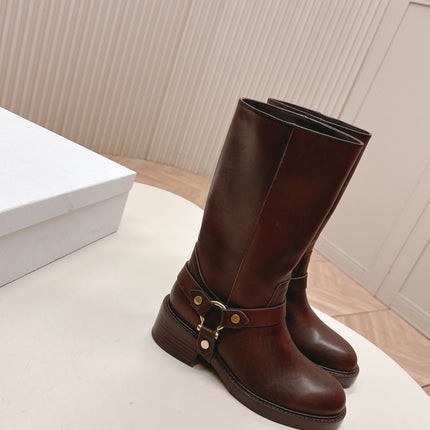 CHLOÉ 26S BOOTS 45 MM IN DARK BROWN CALFSKIN