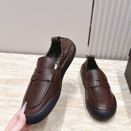 PRADA 26S SPEEDROCK LOAFERS 20MM IN DARK BROWN CALFSKIN