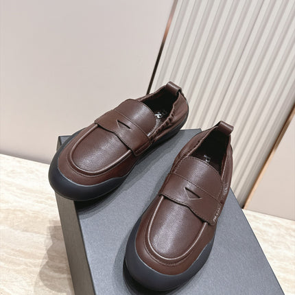 PRADA 26S SPEEDROCK LOAFERS 20MM IN DARK BROWN CALFSKIN