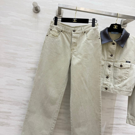 PRADA 26S DENIM JACKET AND WIDE-LEG JEANS SET 1236