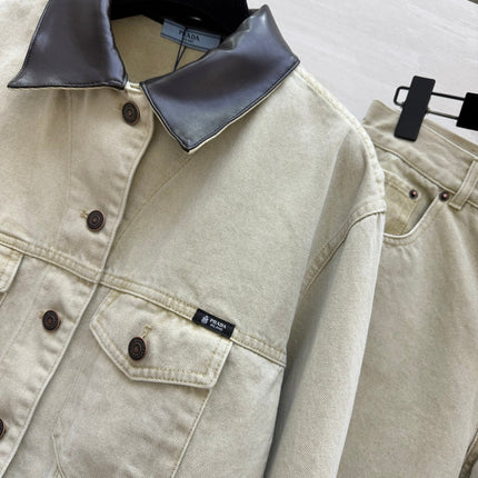 PRADA 26S DENIM JACKET AND WIDE-LEG JEANS SET 1236
