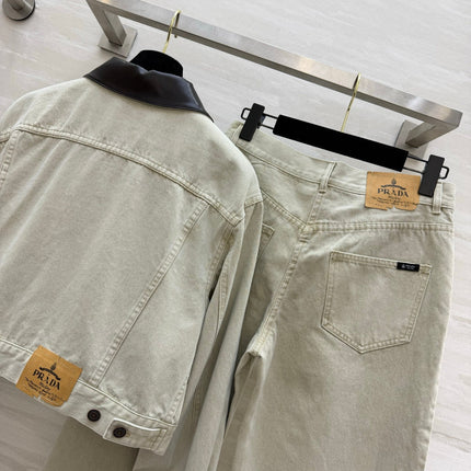 PRADA 26S DENIM JACKET AND WIDE-LEG JEANS SET 1236