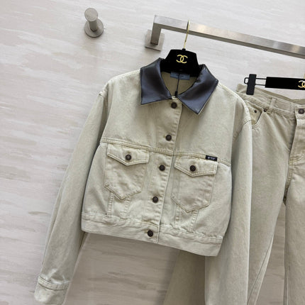 PRADA 26S DENIM JACKET AND WIDE-LEG JEANS SET 1236