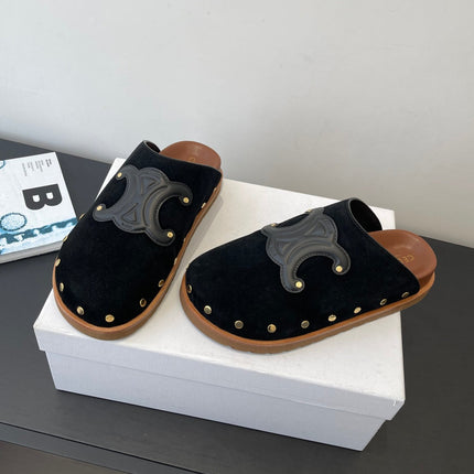 CELINE 26S MULE IN BLACK SUEDE