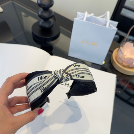 DIOR 26S PADDED HEADBAND IN WHITE AND BLACK FABRIC 511967