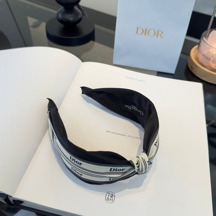 DIOR 26S PADDED HEADBAND IN WHITE AND BLACK FABRIC 511967