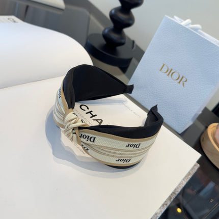 DIOR 26S PADDED HEADBAND IN WHITE AND BLACK FABRIC 511968