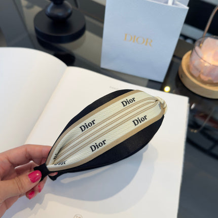 DIOR 26S PADDED HEADBAND IN WHITE AND BLACK FABRIC 511968