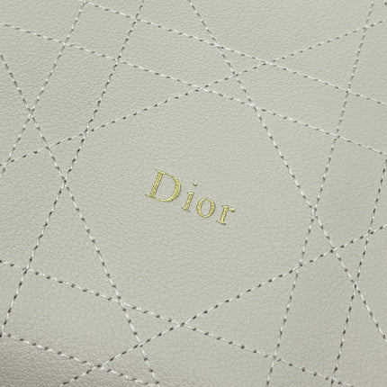 DIOR 26S MEDIUM DIORLY BAG 31 IN CREAM WHITE GRAINED CALFSKIN GOLD HARDWARE