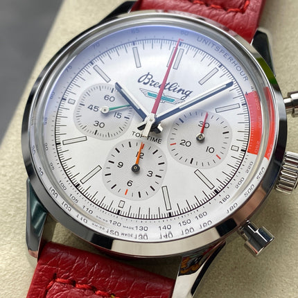 TOP TIME B01 FORD THUNDERBIRD STEEL CASE RED CALFSKIN STRAP
