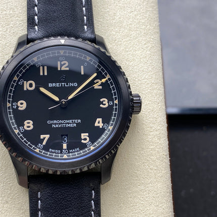 AVIATOR 8 AUTOMATIC STEEL CASE BLACK CALFSKIN STRAP