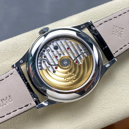 ANNUAL CALENDAR SELF-WINDING WHITE GOLD CASE BROWN BLACK STRAP
