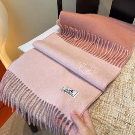 HERMES 26S SCARF 190 IN CASHMERE WOOL BLEND 492189