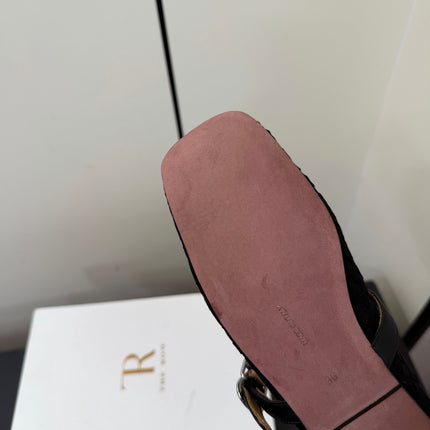THE ROW 26S MARY JANE BALLET FLATS IN BLACK SUEDE AND CALFSKIN