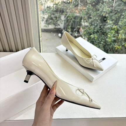 JACQUEMUS 26S HIGH HEELS 35 MM IN CREAM WHITE CALFSKIN