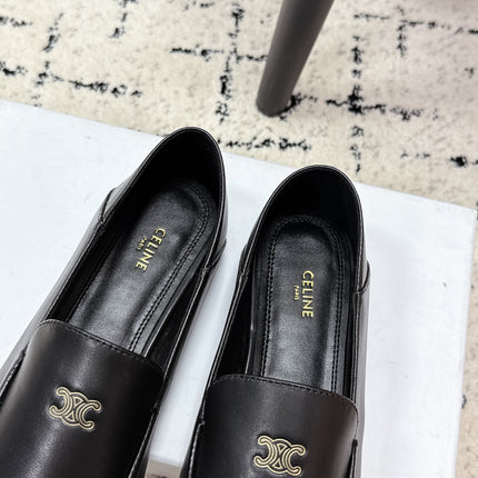 CELINE 26S AURA TRIOMPHE LOAFERS IN BLACK LAMBSKIN