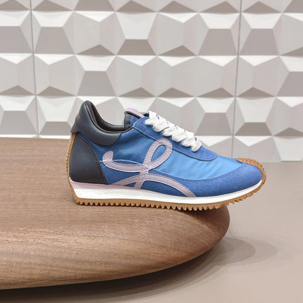 LOEWE 26S FLOW RUNNER SNEAKER IN BLUE SUEDE AND CALFSKIN STYLE 1
