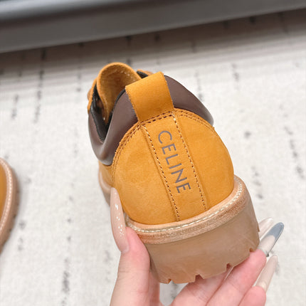 CELINE 26S LACE UP SHOES 30 MM IN TAN SUEDE