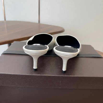 ALAIA 26S HEELED MULES 50 MM IN WHITE FABRIC