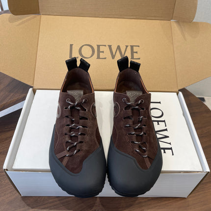 LOEWE 26S FLOW RUNNER SNEAKER 20MM IN DARK BROWN SUEDE