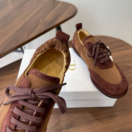 THE ROW 26S SNEAKERS IN BROWN SUEDE AND FABRIC