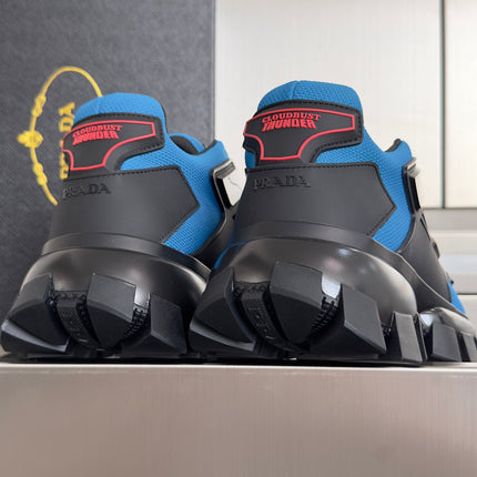 PRADA 26S CLOUDBUST THUNDER SNEAKERS 60MM IN BLUE MESH FABRIC AND TPU