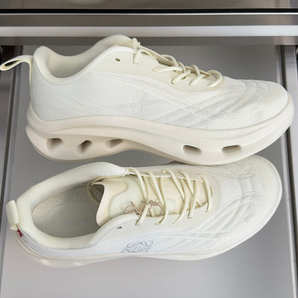 LOEWE 26S CHUNKY SOLE LACE UP SNEAKERS 45MM IN IVORY WHITE MESH FABRIC