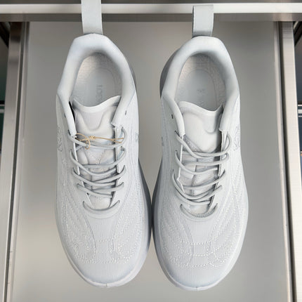 LOEWE 26S CHUNKY SOLE LACE UP SNEAKERS 45MM IN LIGHT GRAY MESH FABRIC
