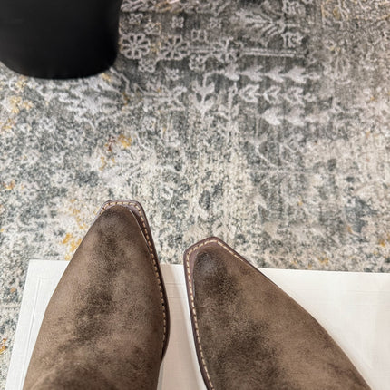 CELINE 26S ANKLE BOOTS 55 MM IN GRAYISH BROWN SUEDE