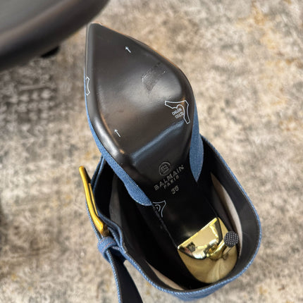 BALMAIN 26S BOOT 85 MM IN BLUE DENIM