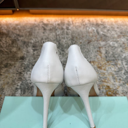 AQUAZZURA 26S HIGH HEELS 110 MM IN WHITE CALFSKIN