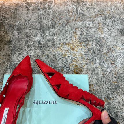 AQUAZZURA 26S SLINGBACK 60 MM IN RED SUEDE