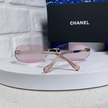 CHANEL RECTANGLE SUNGLASSES PINK IN METAL 948114