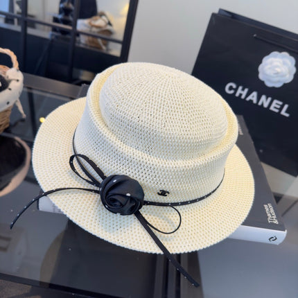 CHANEL 26S BOATER HAT WITH BLACK BOW 338036