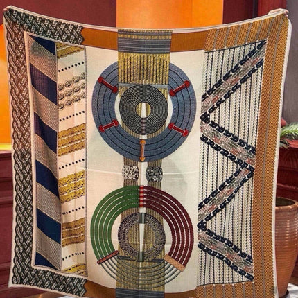 HERMES 26S SCARF 135 IN SILK AND CASHMERE 492304