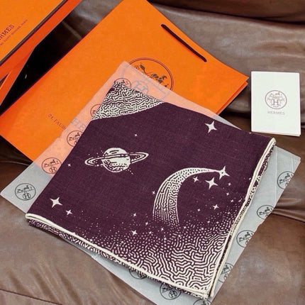 HERMES 26S SCARF 140 IN SILK AND CASHMERE 492593