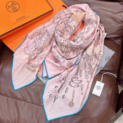 HERMES 26S SCARF 140 IN SILK AND CASHMERE 492394