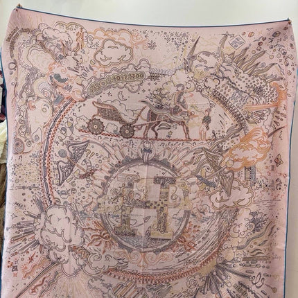 HERMES 26S SCARF 140 IN SILK AND CASHMERE 492394